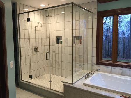 Glass shower enclosures at Talbott Glass in Elkins, WV